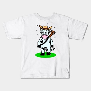 Cow with hat and guitar Kids T-Shirt